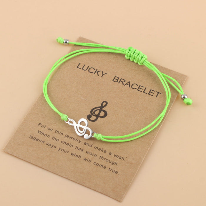 Wholesale Woven Adjustable Wax Line Bracelet Stainless Steel Music Symbol Bracelet