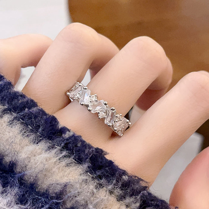 Wholesale Full diamond zircon high-end butterfly heart opening ring, niche design, personality