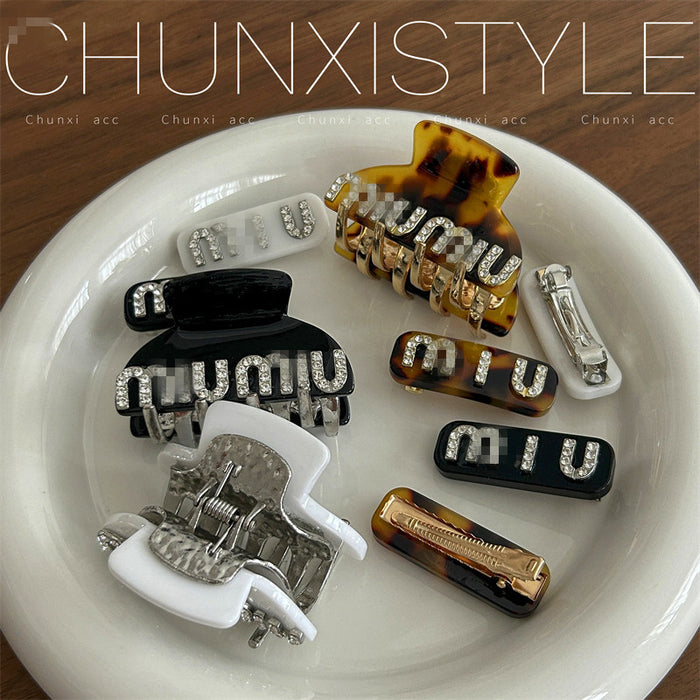 Wholesale diamond letter Pearl hairpin female side small clip headdress hairpin bangs clip