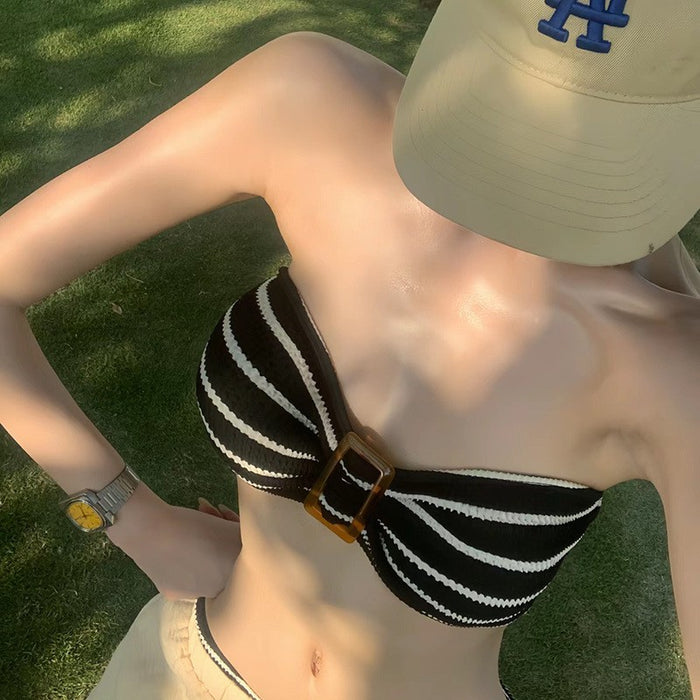 Wholesale Retro striped sexy bikini swimsuit