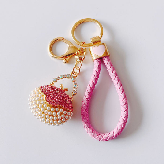 Wholesale Metal Rhinestone Pearl Handbag Keychain JDC-KC-ZhanLun001