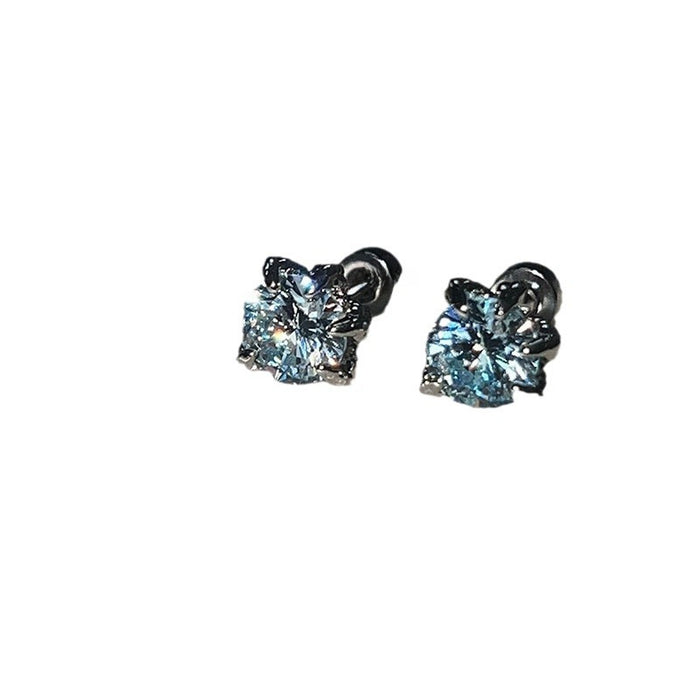 Wholesale Freshwater blue stud titanium steel flat bottom stud earrings for women, non removable
