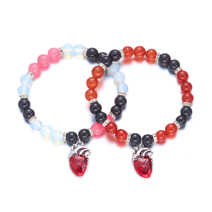 Wholesale  pumpkin head ghost bracelet mixed color beaded bracelet dark style  couple bracelet