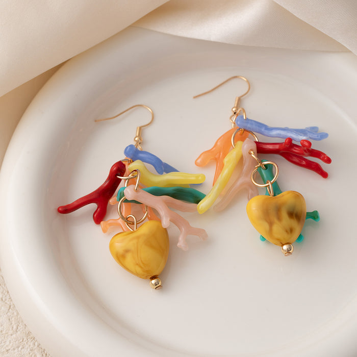 Wholesale Dopamine Vacation Style Conch Earrings Personalized Niche Starfish Seaweed Design Colorful Shell Ear Hooks