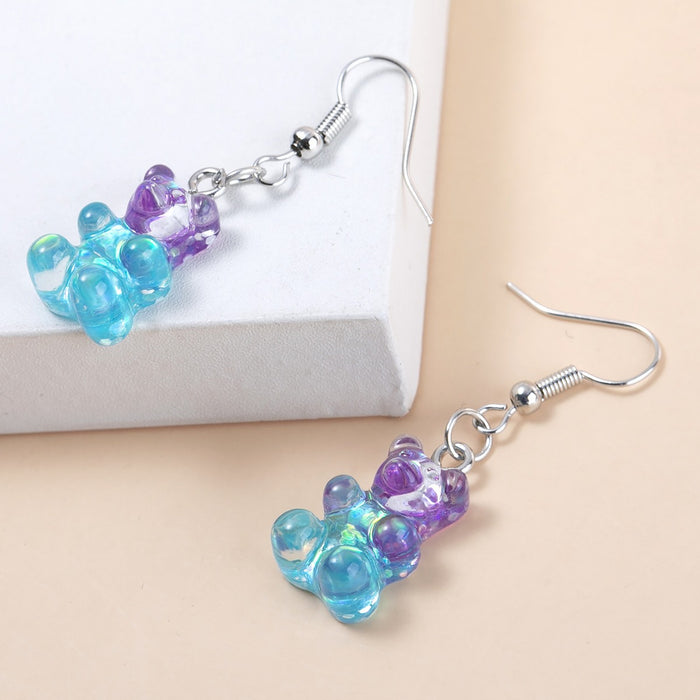 Wholesale Resin Candy Color Cartoon Bear Earrings JDC-ES-JinY002