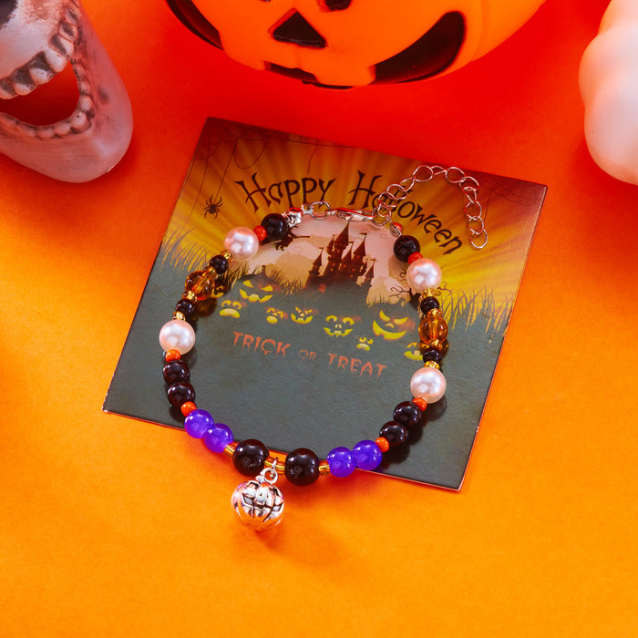 Wholesale  Funny Cartoon Crystal Beaded Bracelet Versatile Witch Pumpkin  Web Wizard Hat Bracelet