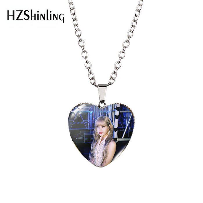 Wholesale Heart-shaped necklace,  peach heart time gem star pendant,  clavicle chain