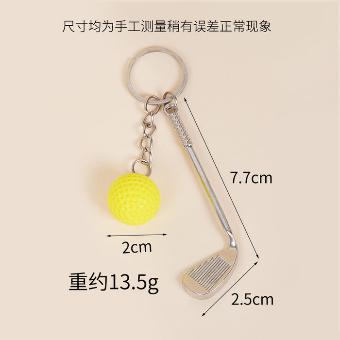 Wholesale Metal Golf Ball And Club Keychain Bag Charm Stylish Couple Gift Car Key Accessory MOQ≥2