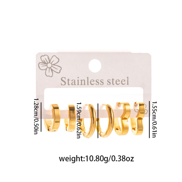 Wholesale Stainless Steel Flower Heart Hoop Earrings Set
