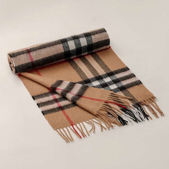 Wholesale Scarf Wool Warm Winter Plaid Tassel Shawl (F) JDC-SF-HZC001