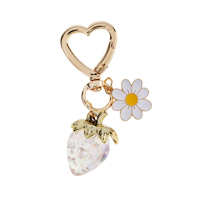 Wholesale Strawberry Heart Shape Alloy Keychain JDC-KC-JinY006