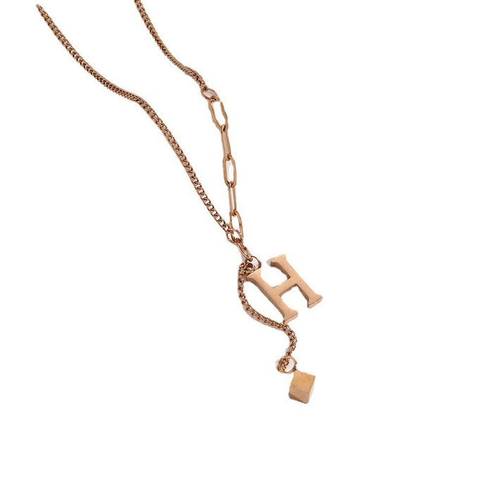 Wholesale Titanium Steel " H"  Letter Necklace