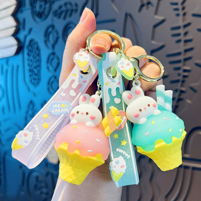 Wholesale Cartoon Cute Ice Cream Cone Rabbit Doll Keychain JDC-KC-OuBu005