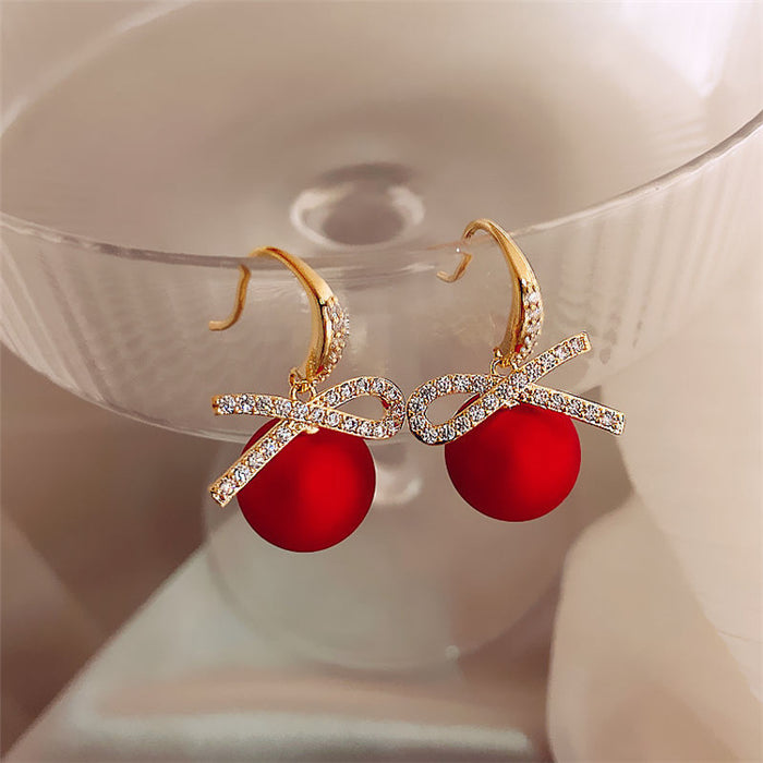 Wholesale   long earrings for women  red Agate Pearl earrings earrings