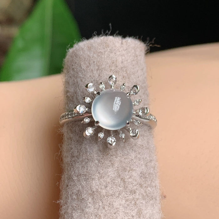 Wholesale Sunflower imitation water foam jade ring, high-end and trendy, versatile, with a simple and exquisite index finger opening