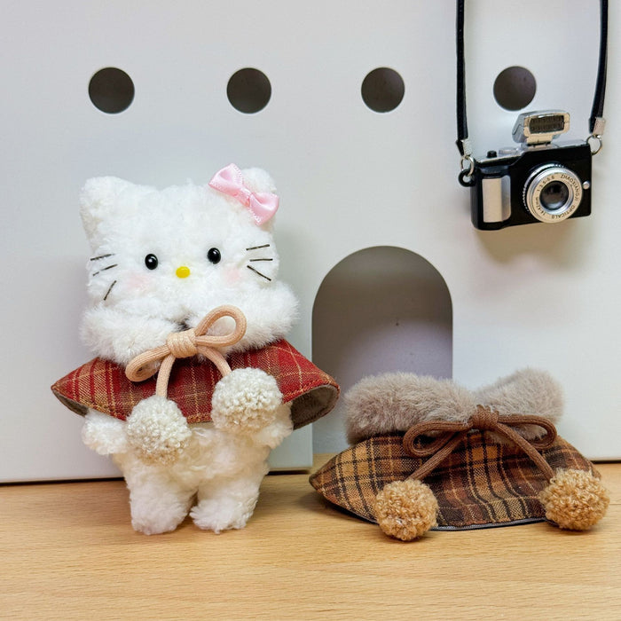Wholesale Plush Doll Dress up Clothes 10cm Cotton Doll Cloak Cute Baby Clothes Plaid Cloak Skirt