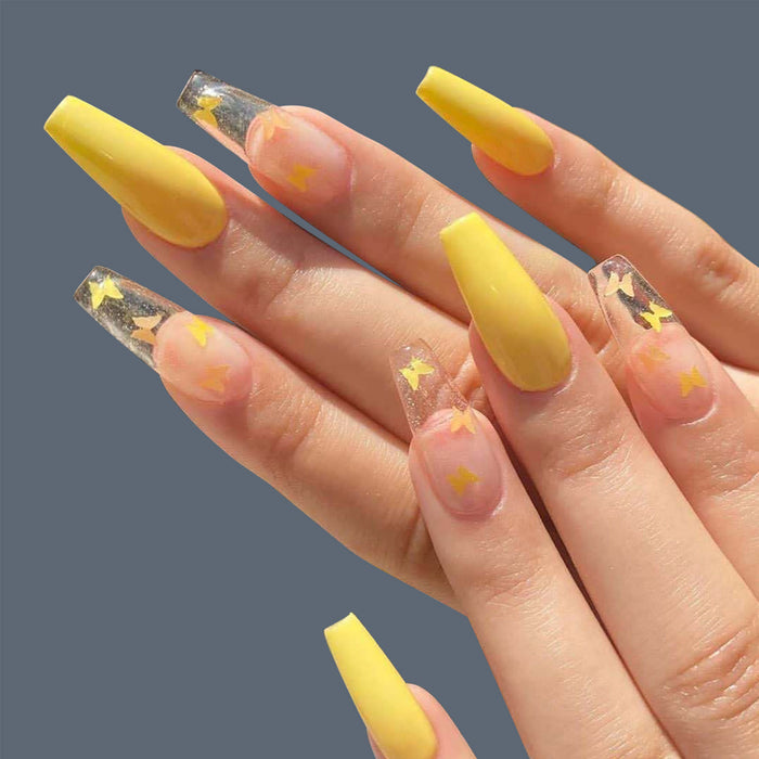 Wholesale Nail Stickers Plastic Yellow Butterfly Coffin Nail  JDC-NS-oumei010