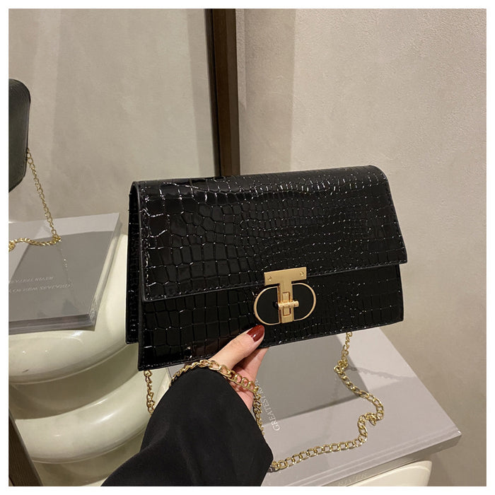 Wholesale Crocodile-patterned chain shoulder crossbody small square bag
