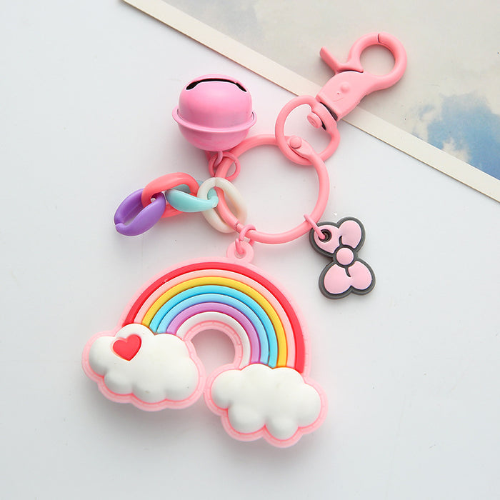 Wholesale  Keychain Cute Bell Rainbow Cloud Pendant Couple Bag Hanging Jewelry