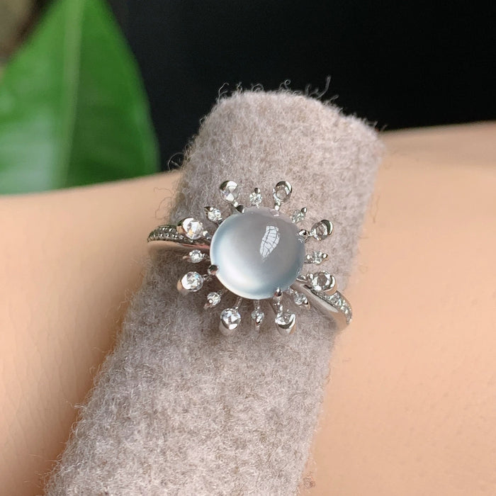 Wholesale Sunflower imitation water foam jade ring, high-end and trendy, versatile, with a simple and exquisite index finger opening