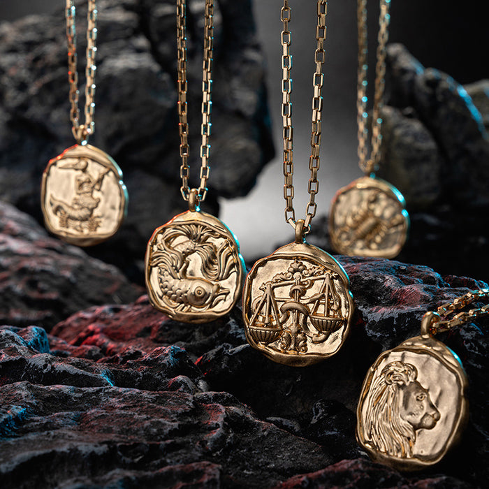 Wholesale Titanium Steel Zodiac Oval Pendant Necklace