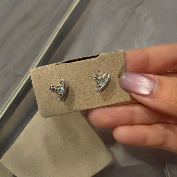Wholesale Mint Green Zircon Mini Stud Earrings