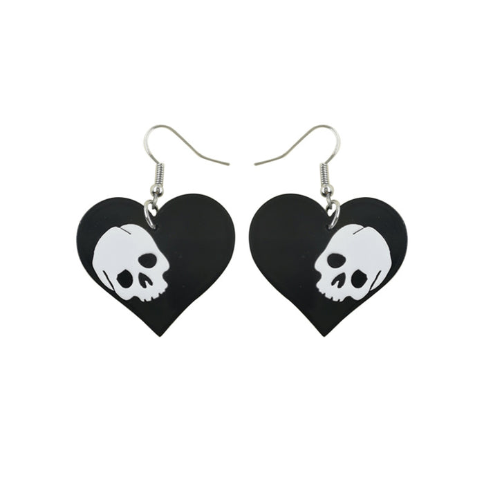 Wholesale Halloween Series Skull Ghost Death Flower Love Acrylic Printing Earrings JDC-ES-QingM001