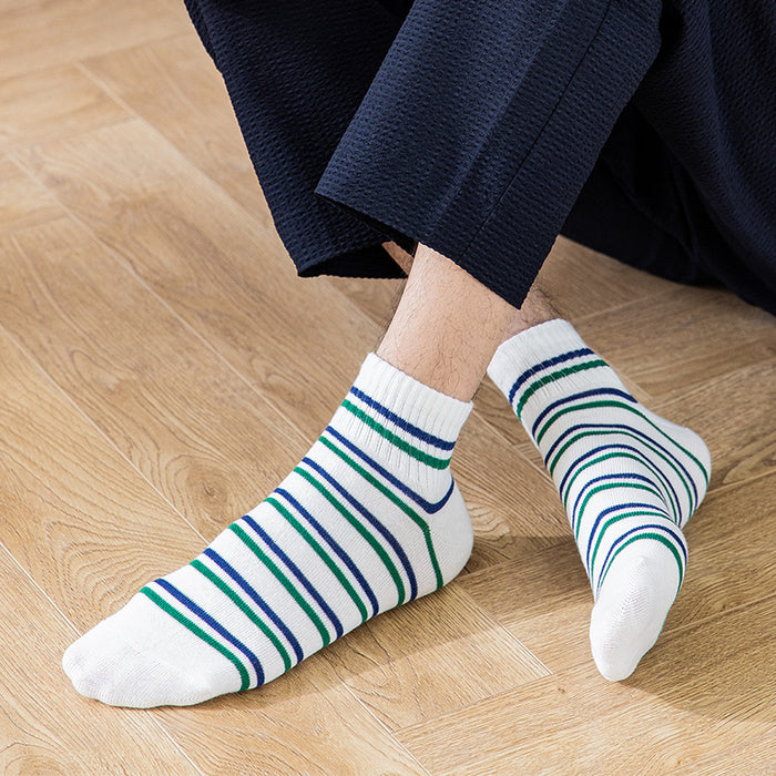 Wholesale Short tube men's socks, fashionable striped socks, casual and comfortable cotton socks, breathable and personalized