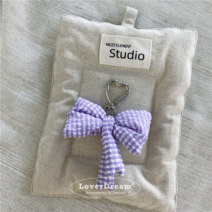 Wholesale Love Candy Color Plaid Bow Bag  Sweet Cute Keychain