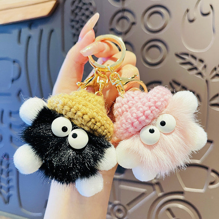 Wholesale Cute Woolen Hat Small Coal Balls Plush Keychains JDC-KC-Hangl005