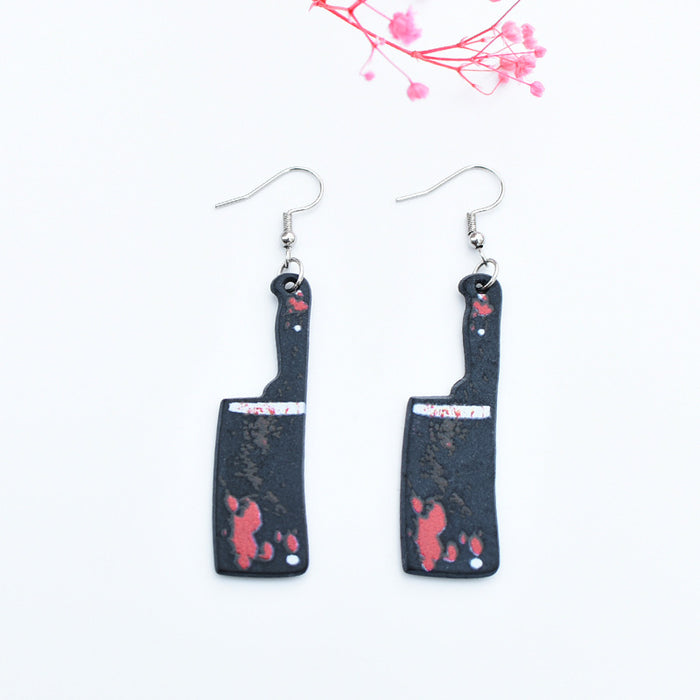 Wholesale Halloween sword knife scissors axe dagger stainless steel earrings