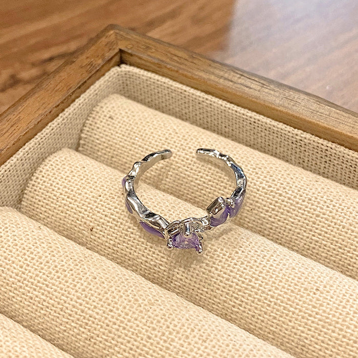 Wholesale Butterfly drop glazed flower ring, niche, high-end, light luxury, personalized, fashionable, exquisite, versatile ring