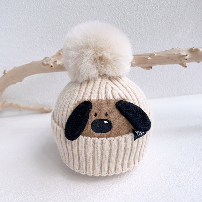 Wholesale Hat f two-piece set winter hat cute cartoon baby wool hat baby knit cross f