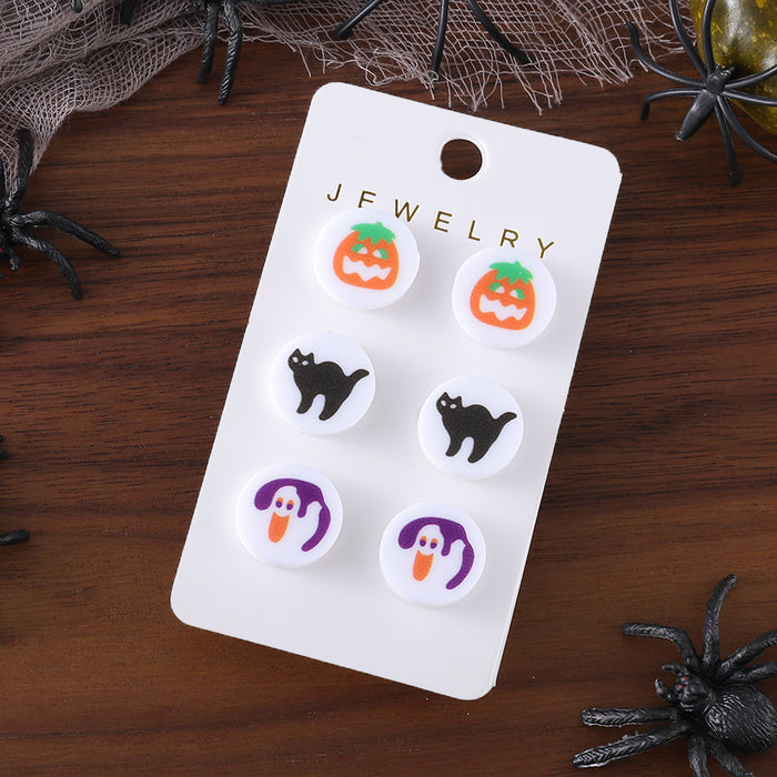 Wholesale  Ghost Black Cat Pumpkin Acrylic Earring Set Jewelry Accessory Gift
