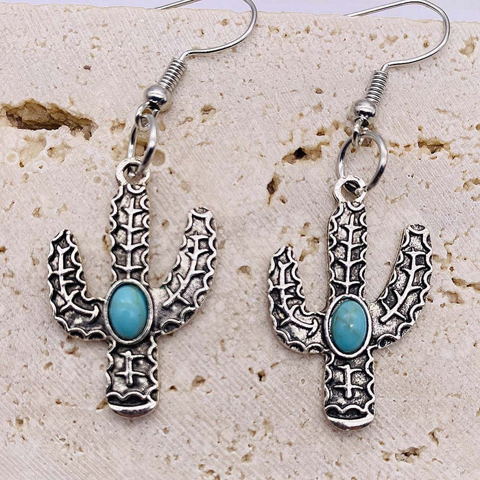 Wholesale alloy turquoise cactus earrings  JDC-ES-Chengy024