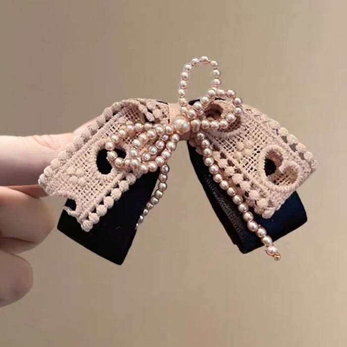 Wholesale Lace pearl knot hair clip, new side ponytail clip, travel hair clip