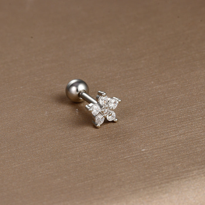Wholesale Jewelry Stainless Steel Ear Nail Zircon Ball Screw Women
