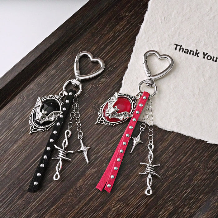 Wholesale Gothic Cross Keychain Bag Charm Black Zinc Alloy Car Key Accessory Resale