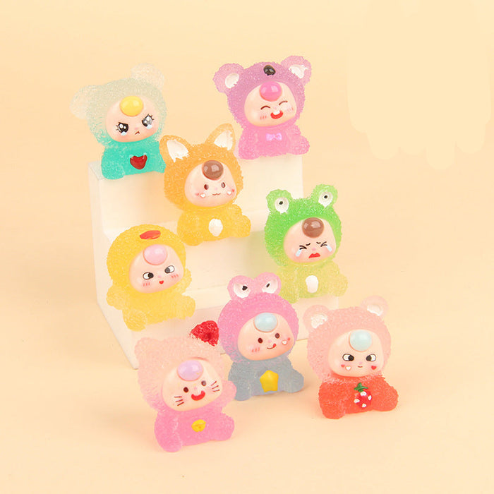 Wholesale Gradient doll resin glow-in-the-dark cute particle keychain