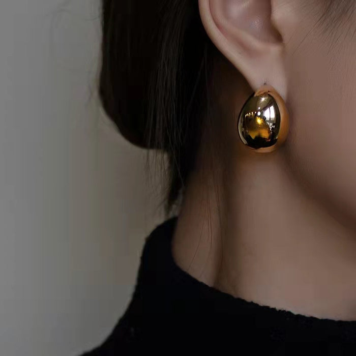 Wholesale Metal polished semi-circular brass earrings