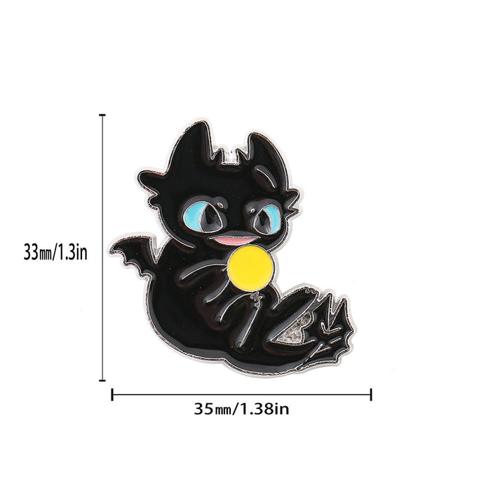 Wholesale Electroplated Metal Cartoon Dragon Brooch Pin Black Casual Fashion Accessory For Backpack And Clothing