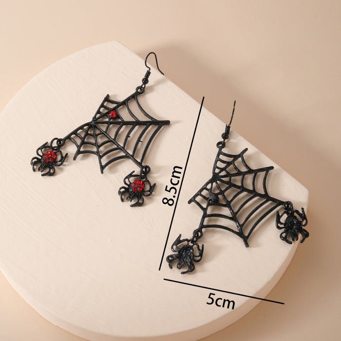Wholesale Halloween Nightclub Diamond-encrusted Spider Web Earrings Women's Earrings