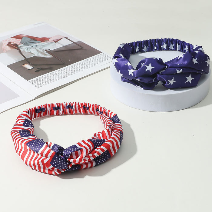 Wholesale Independence Day Fabric Elastic Cross Headband JDC-HD-ZheZ009