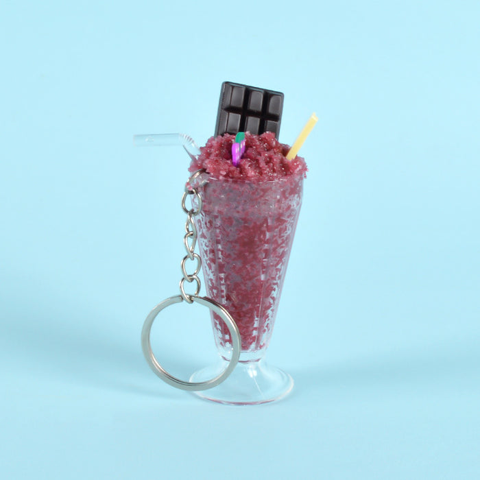 Wholesale PVC Simulation Smoothie Cup Drink Keychain Pendant Strawberry Sundae Food Charm Stylish