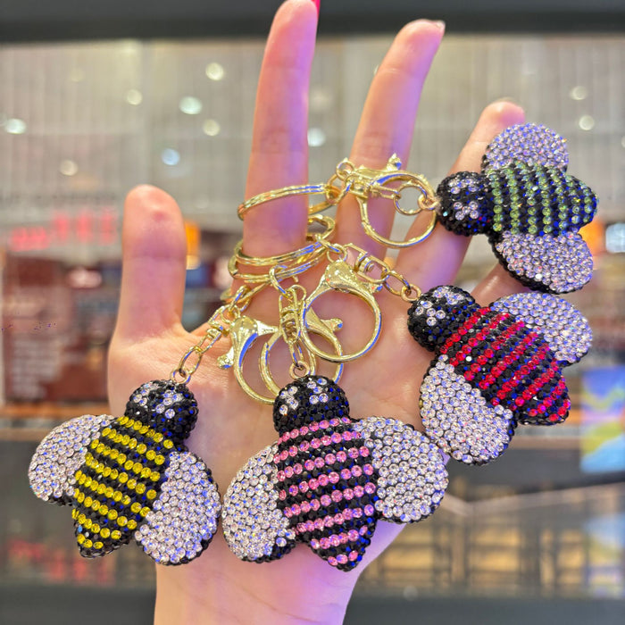 Wholesale 3D Rhinestone Bee Keychain For Women Party Bag Charm Decorative Accessory