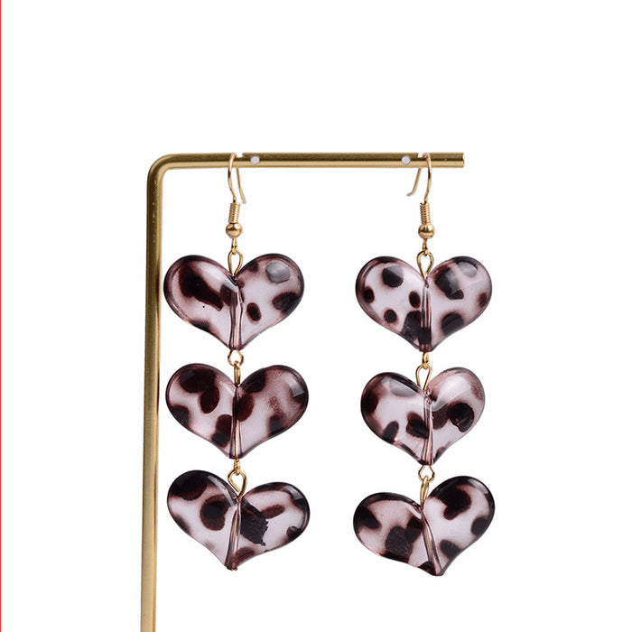 Wholesale Amber Gradient Earrings Hong Kong Style Heart Three-Dimensional Geometric