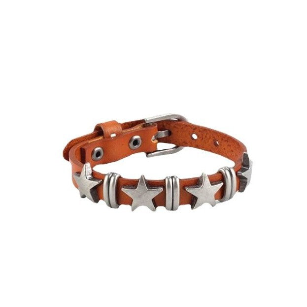 Wholesale Retro Soft Leather Star Leather Bracelet