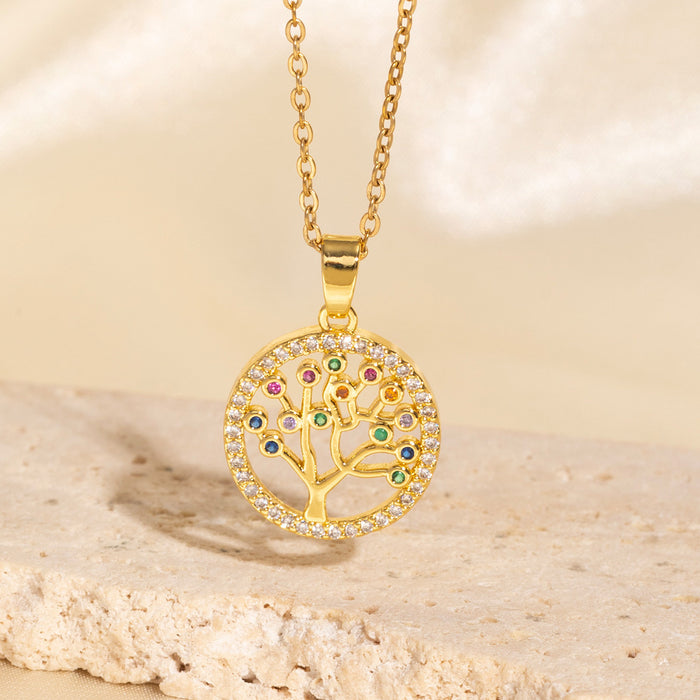 Wholesale Gold-plated copper micropaved zirconia necklace