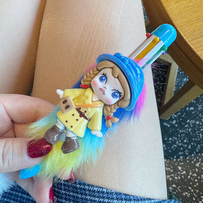 Wholesale Cute Press-to-press Ballpoint Pen Ins High Color Value Multi-color Ballpoint Pen