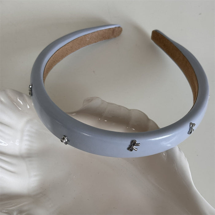 Wholesale Sweet Color Girl silver Small Bow Leather Hair Clips